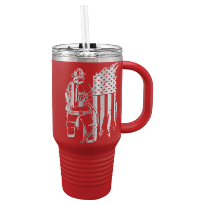 Polar Camel 32 oz. Red Travel Mug with Snap Lid and Straw