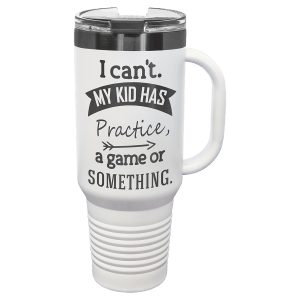 Polar Camel 40 oz. White/Ghost Black ION-Plated Travel Mug with Straw