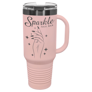 Polar Camel 40 oz. Blush/Ghost Black ION-Plated Travel Mug with Straw