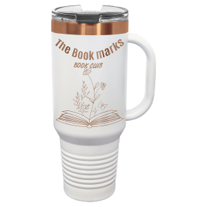Polar Camel 40 oz. White/Rose Gold ION-Plated Travel Mug with Straw