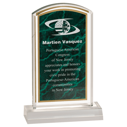 Green 4" x 7" Marbleized Acrylic with 5" Base