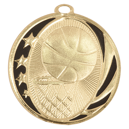 Bright Gold 2" Basketball Laserable MidNite Star Medal