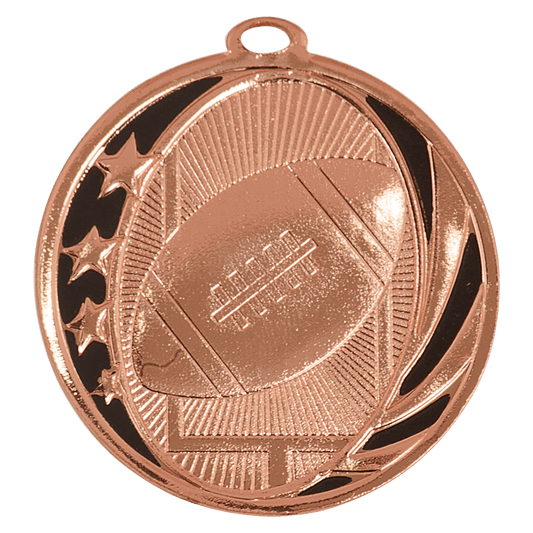 Bright Bronze 2" Football Laserable MidNite Star Medal
