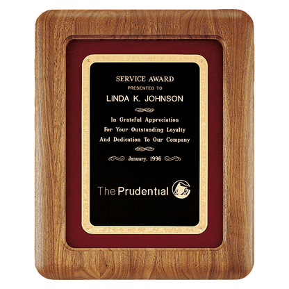 Walnut Airflyte Frame w/Maroon Velour & Black 12" x 15" American Florentine LaserFX Plate
