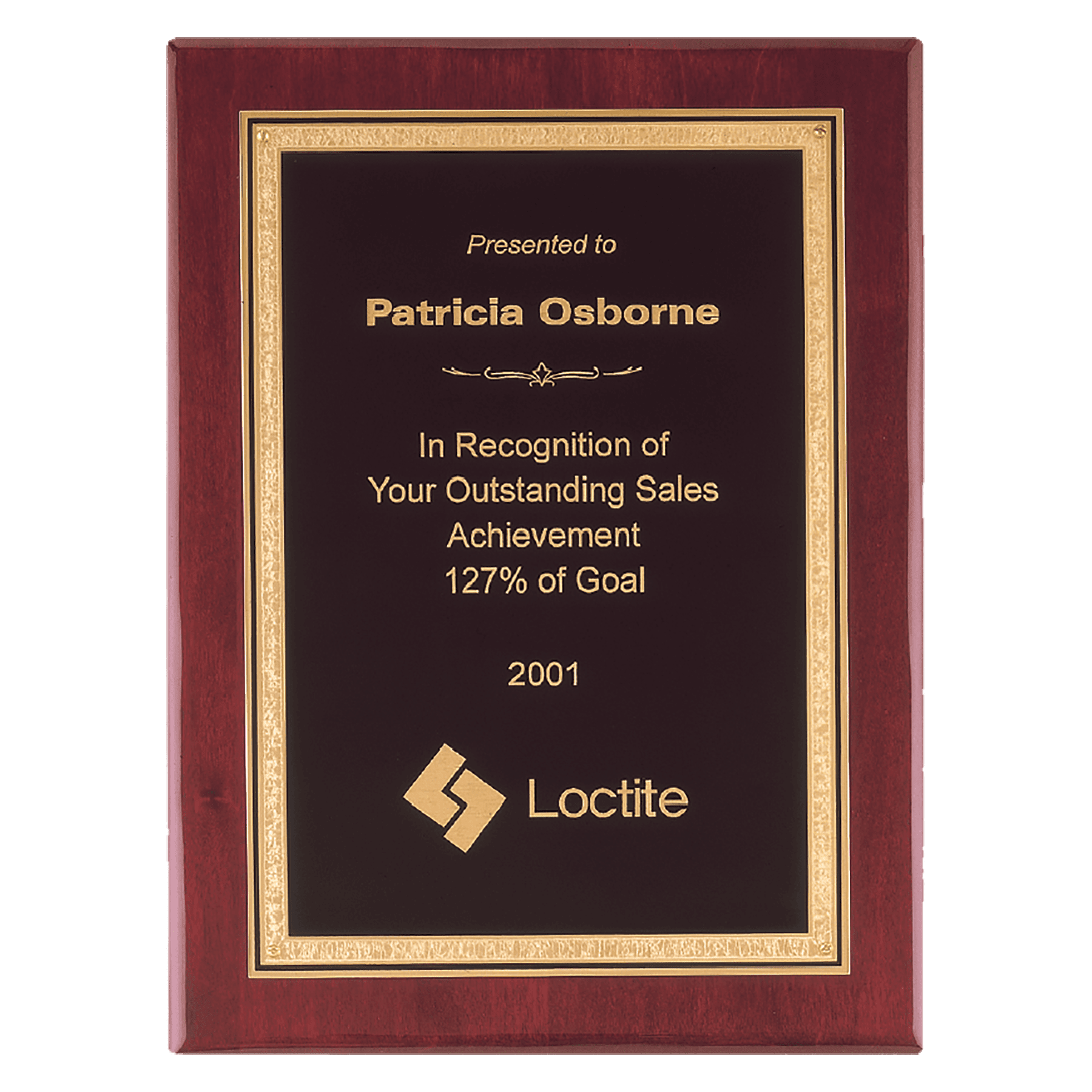 Rosewood Piano Finish Plaque with Gold Florentine Border Black 9" x 12" Airflyte Premium LaserFX Plate