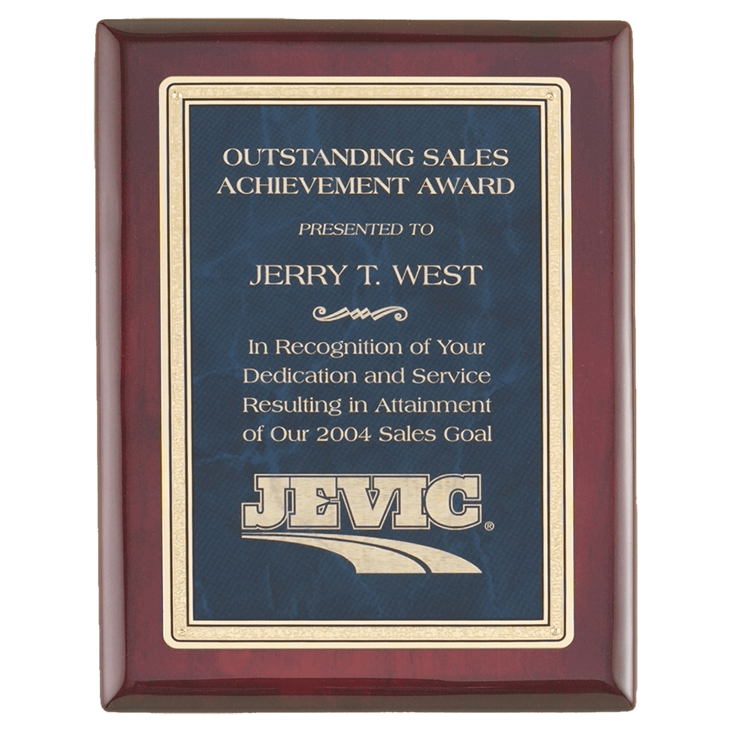 Rosewood Piano Finish Plaque with a Sapphire Marble/Gold 10 1/2" x 13" Florentine Design LaserFX Plate