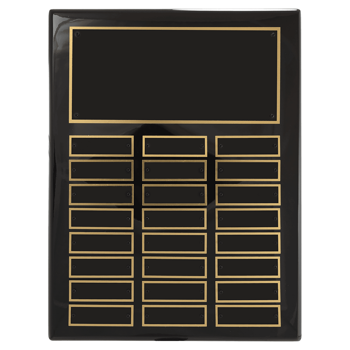 11" x 14" Airflyte Black Piano Finish 24 Plate Perpetual Plaque with Black Brass Plates