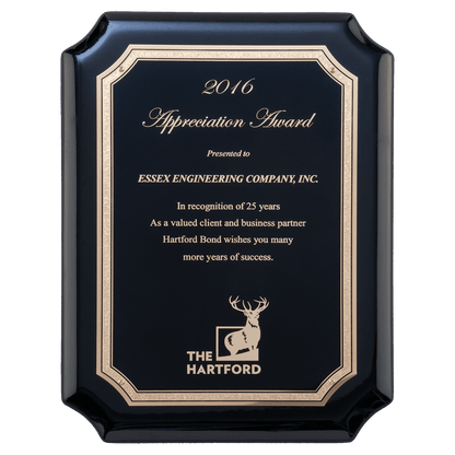 Black High Gloss Plaque with Black Gold 9" x 12" Florentine Border LaserFX Plate
