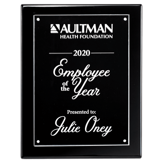 Black 9x12 High Gloss Plaque with Acrylic Engraving Plate