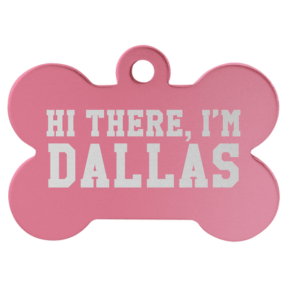 Pink 1 1/2" x 1" Laserable Anodized Aluminum Bone Pet Tag