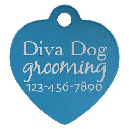 Blue 1" x 1" Laserable Anodized Aluminum Heart Pet Tag