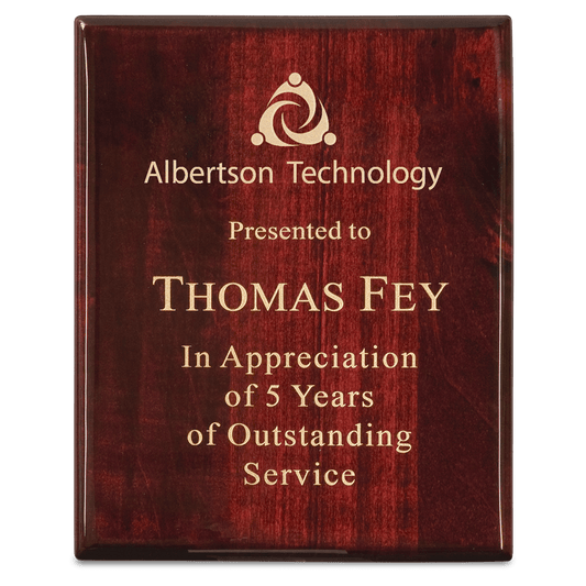 7" x 9" Premium Rosewood Piano Finish Plaque