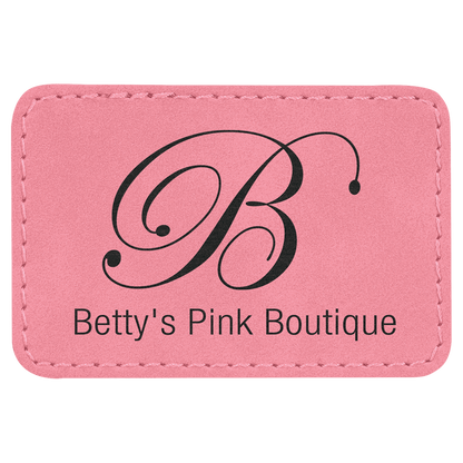 Pink 3" x 2" Rectangle Laserable Leatherette Patch with Adhesive