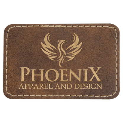 Rustic/Gold 3" x 2" Rectangle Laserable Leatherette Patch with Adhesive
