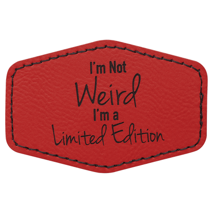 Red 3" x 2" Hex Laserable Leatherette Patch with Adhesive
