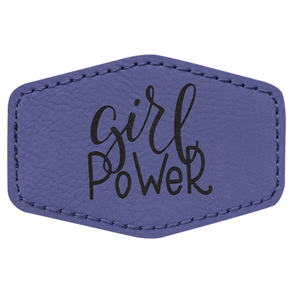 Purple 3" x 2" Hex Laserable Leatherette Patch with Adhesive