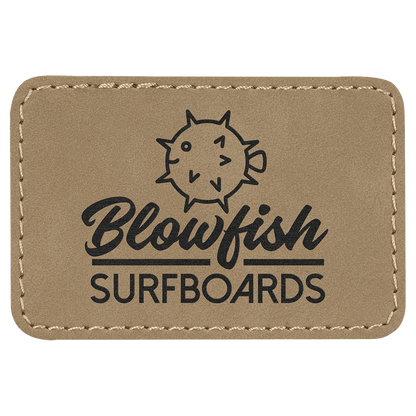 Light Brown 3" x 2" Laserable Leatherette Rectangle Patch with Kota Pro Adhesive