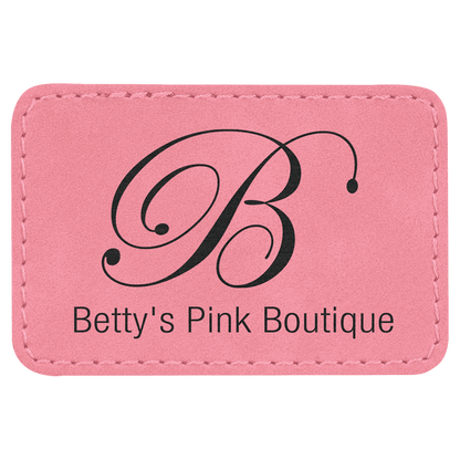 Pink 3" x 2" Laserable Leatherette Rectangle Patch with Kota Pro Adhesive