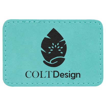 Teal 3" x 2" Laserable Leatherette Rectangle Patch with Kota Pro Adhesive