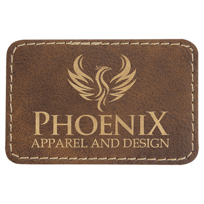 Rustic/Gold 3" x 2" Laserable Leatherette Rectangle Patch with Kota Pro Adhesive