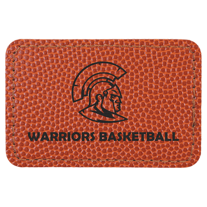 Basketball 3" x 2" Laserable Leatherette Rectangle Patch with Kota Pro Adhesive