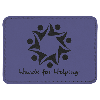 Purple 3 1/2" x 2 1/2" Rectangle Laserable Leatherette Patch with Adhesive