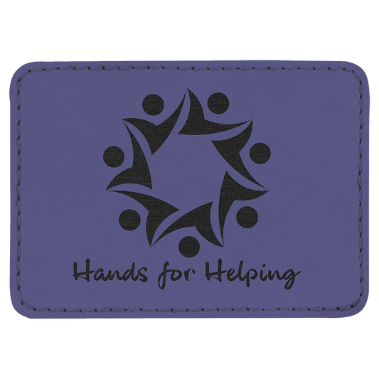 Purple 3 1/2" x 2 1/2" Rectangle Laserable Leatherette Patch with Adhesive
