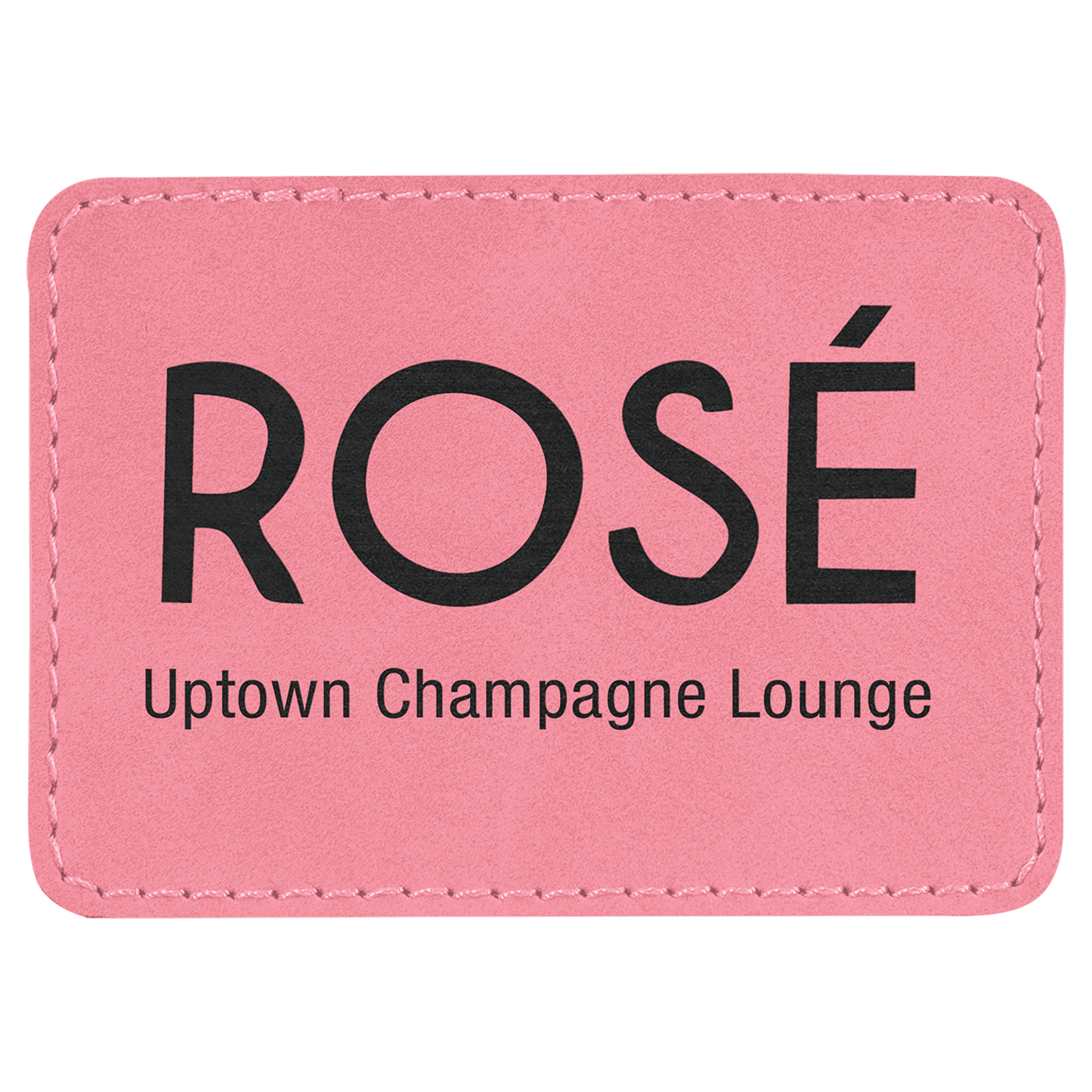 Pink 3 1/2" x 2 1/2" Laserable Leatherette Rectangle Patch with Kota Pro Adhesive