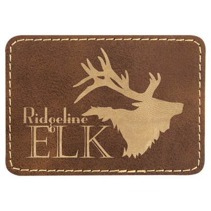 Rustic/Gold 3 1/2" x 2 1/2" Laserable Leatherette Rectangle Patch with Kota Pro Adhesive