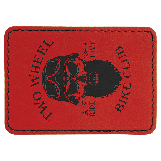 Red 3 1/2" x 2 1/2" Laserable Leatherette Rectangle Patch with Kota Pro Adhesive