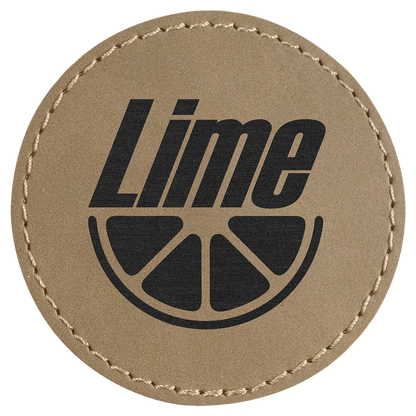 Light Brown 2 1/2" Round Laserable Leatherette Patch with Adhesive
