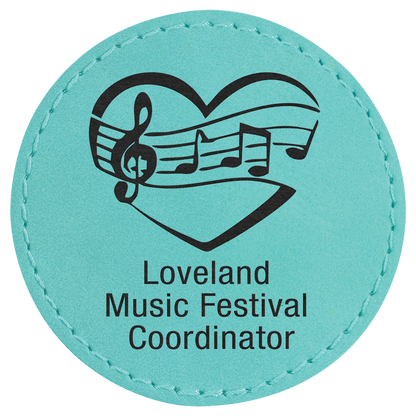 Teal 2 1/2" Round Laserable Leatherette Patch with Adhesive
