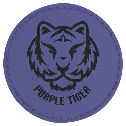 Purple 2 1/2" Round Laserable Leatherette Patch with Adhesive