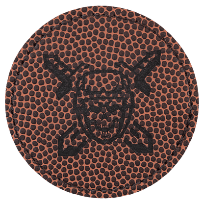 Football 2 1/2" Round Laserable Leatherette Patch with Adhesive