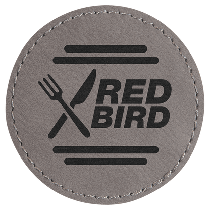 Gray 2 1/2" Laserable Leatherette Round Patch with Kota Pro Adhesive