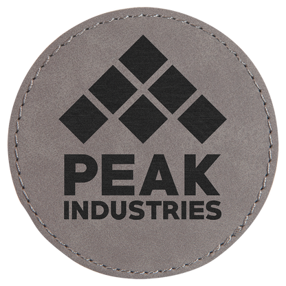 Gray 3" Round Laserable Leatherette Patch with Adhesive