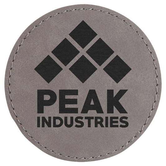 Gray 3" Round Laserable Leatherette Patch with Adhesive