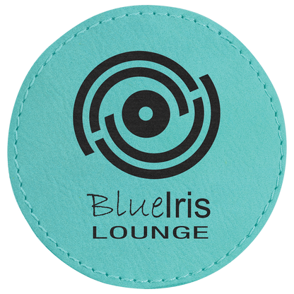 Teal 3" Round Laserable Leatherette Patch with Adhesive