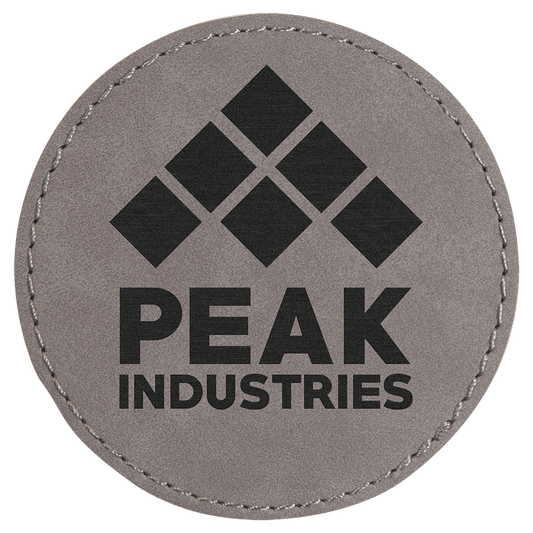 Gray 3" Laserable Leatherette Round Patch with Adhesive