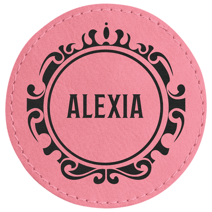 Pink 3" Laserable Leatherette Round Patch with Adhesive