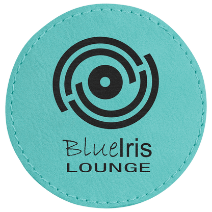 Teal 3" Laserable Leatherette Round Patch with Adhesive