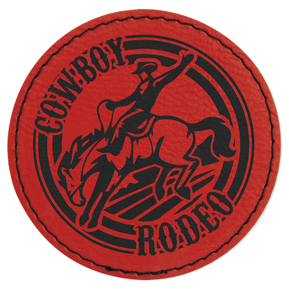 Red 3" Laserable Leatherette Round Patch with Adhesive