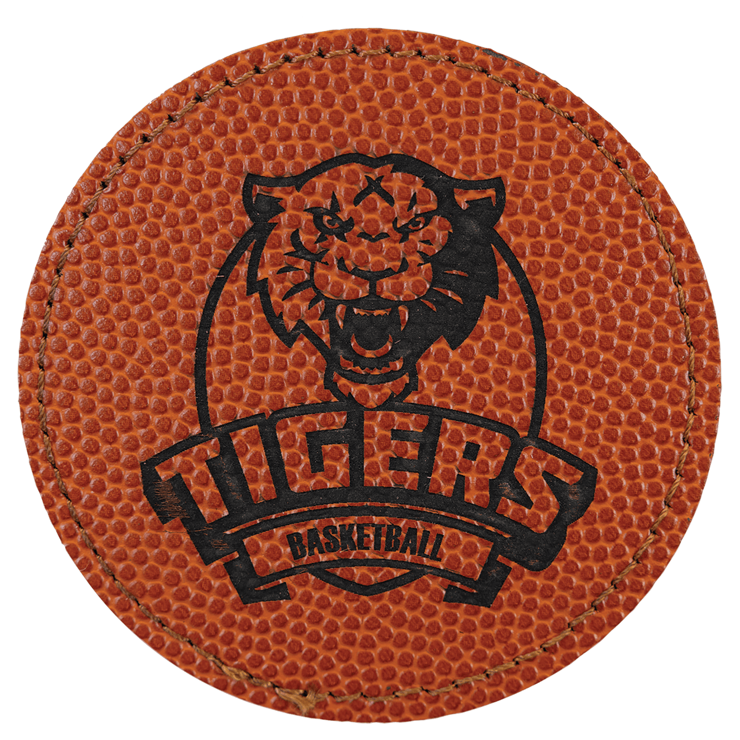 Basketball 3" Laserable Leatherette Round Patch with Kota Pro Adhesive