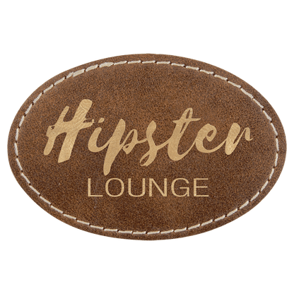 Rustic/Gold 3" x 2" Oval Laserable Leatherette Patch with Adhesive