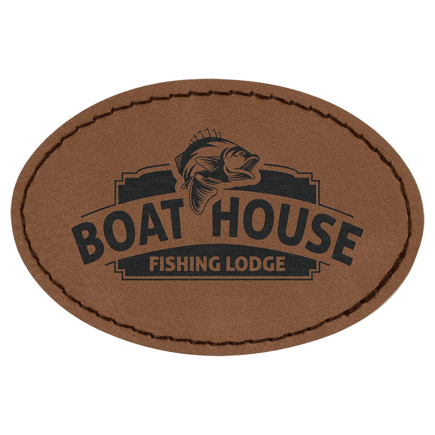 Dark Brown 3" x 2" Laserable Leatherette Oval Patch with Kota Pro Adhesive