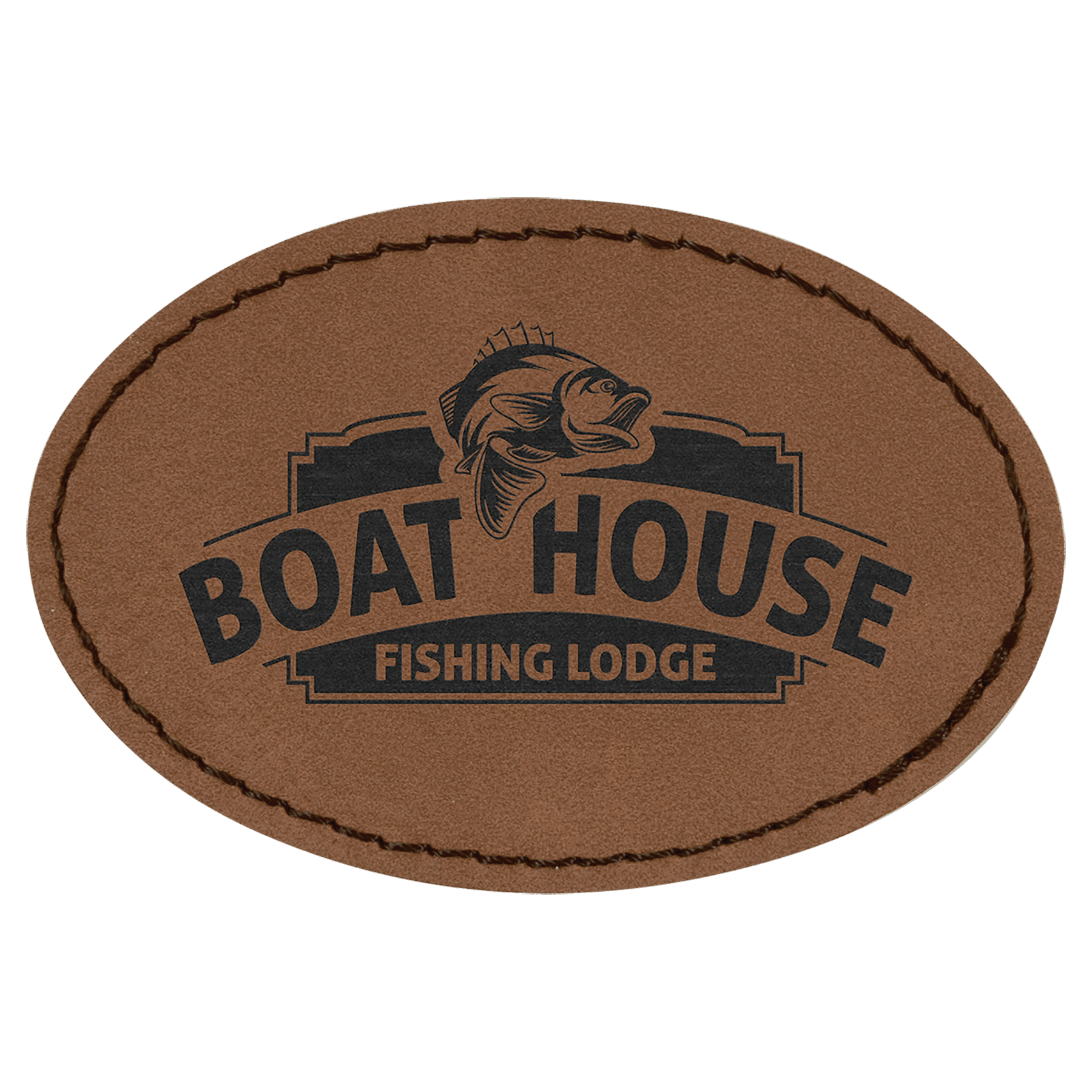 Dark Brown 3" x 2" Laserable Leatherette Oval Patch with Kota Pro Adhesive