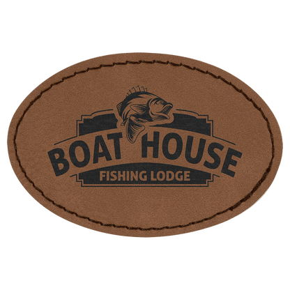Dark Brown 3" x 2" Laserable Leatherette Oval Patch with Kota Pro Adhesive