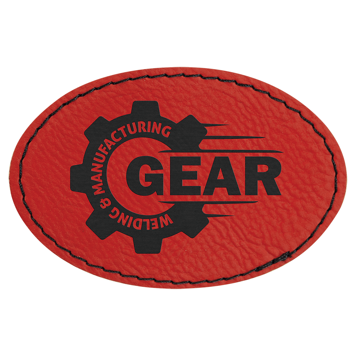 Red 3" x 2" Laserable Leatherette Oval Patch with Kota Pro Adhesive