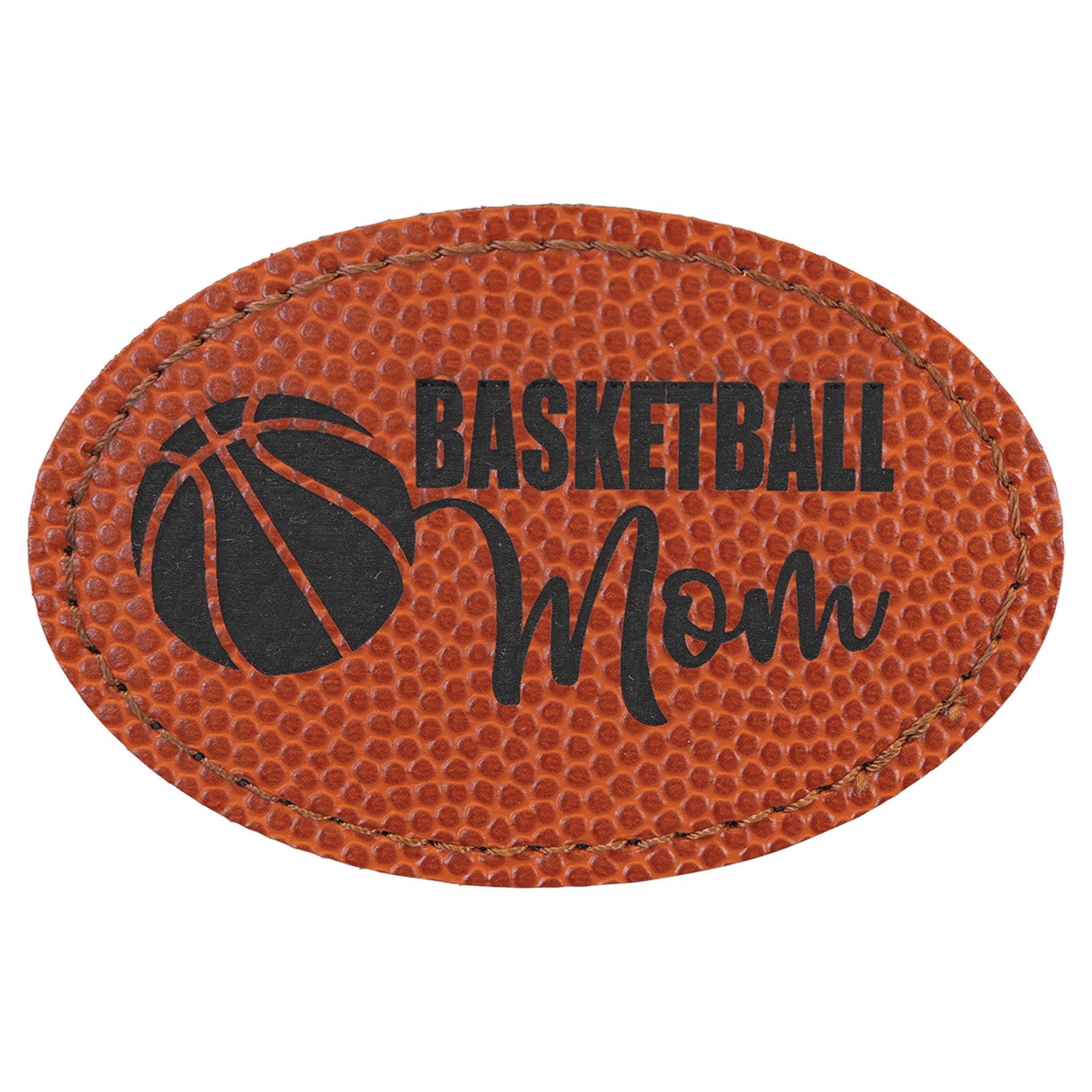 Basketball 3" x 2" Laserable Leatherette Oval Patch with Kota Pro Adhesive