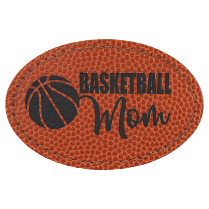 Basketball 3" x 2" Laserable Leatherette Oval Patch with Kota Pro Adhesive